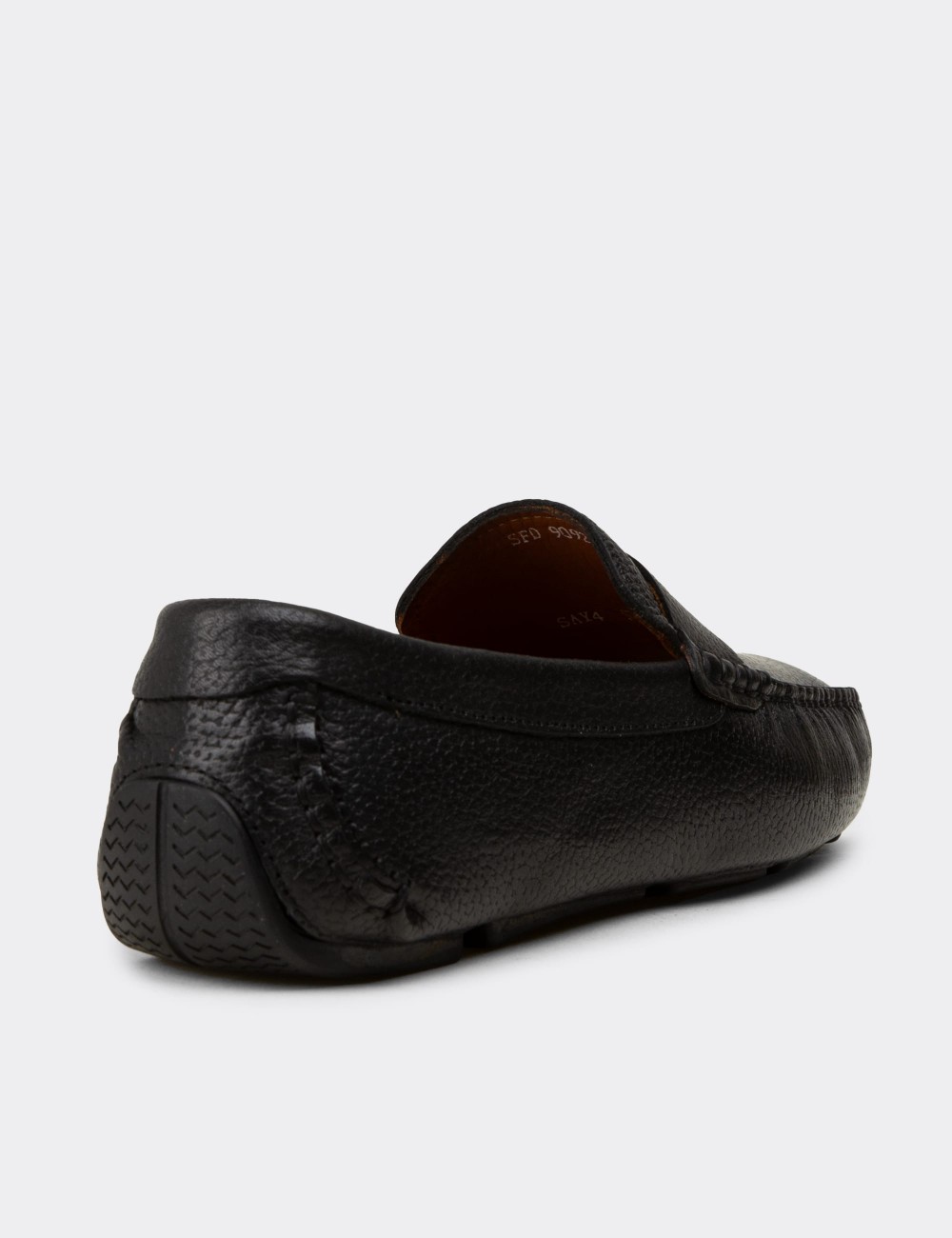 Men's Black Leather Driving Loafers - E0920MSYHC01