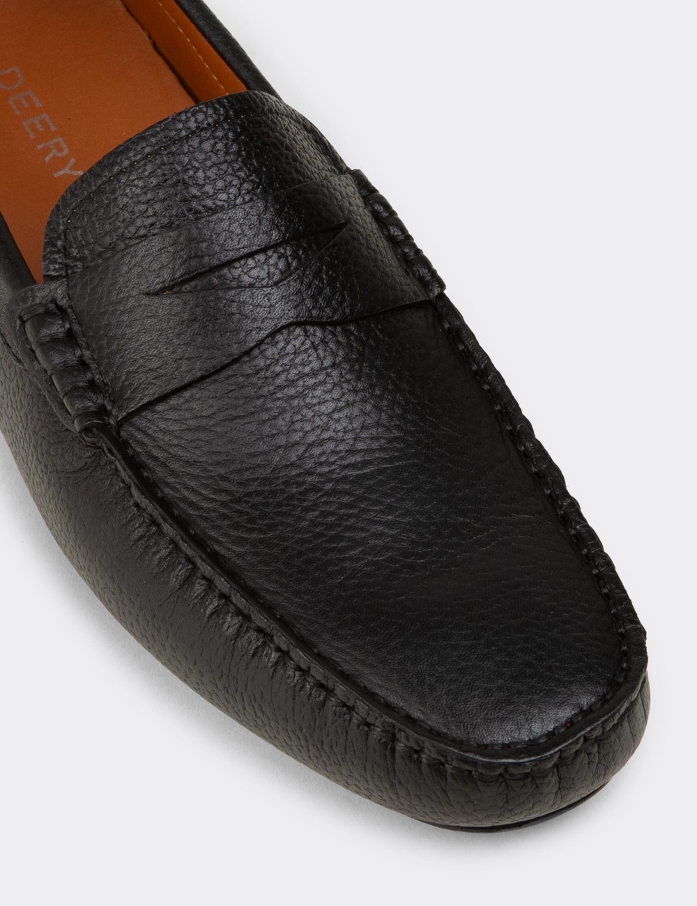 Men's Black Leather Driving Loafers - E0920MSYHC01
