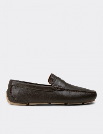 Men's Khaki Leather Driving Loafers