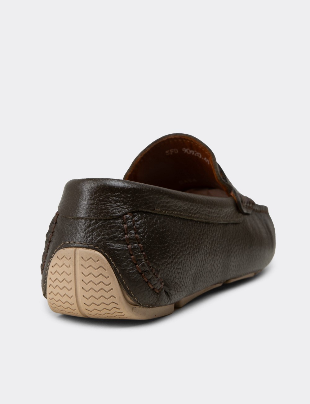 Men's Khaki Leather Driving Loafers - E0920MHAKC01