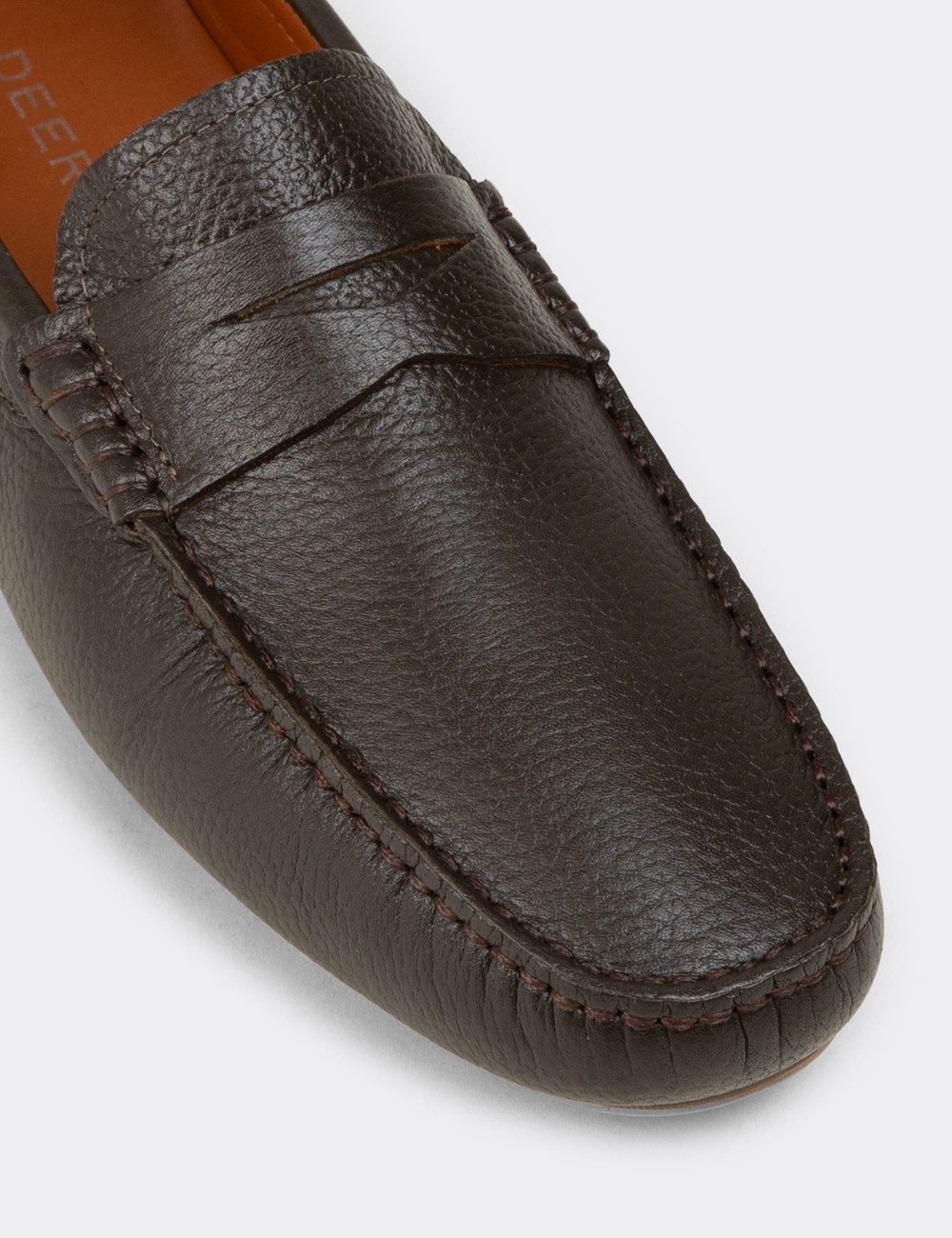 Men's Khaki Leather Driving Loafers - E0920MHAKC01