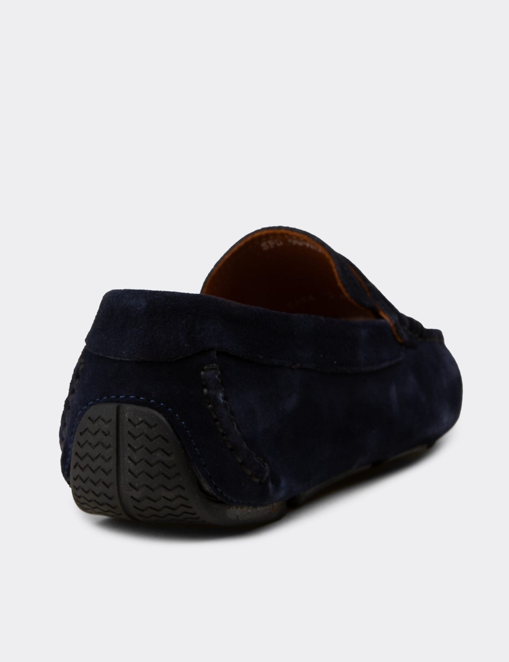 Men's Navy Suede Leather Driving Shoes - E0920MLCVC01