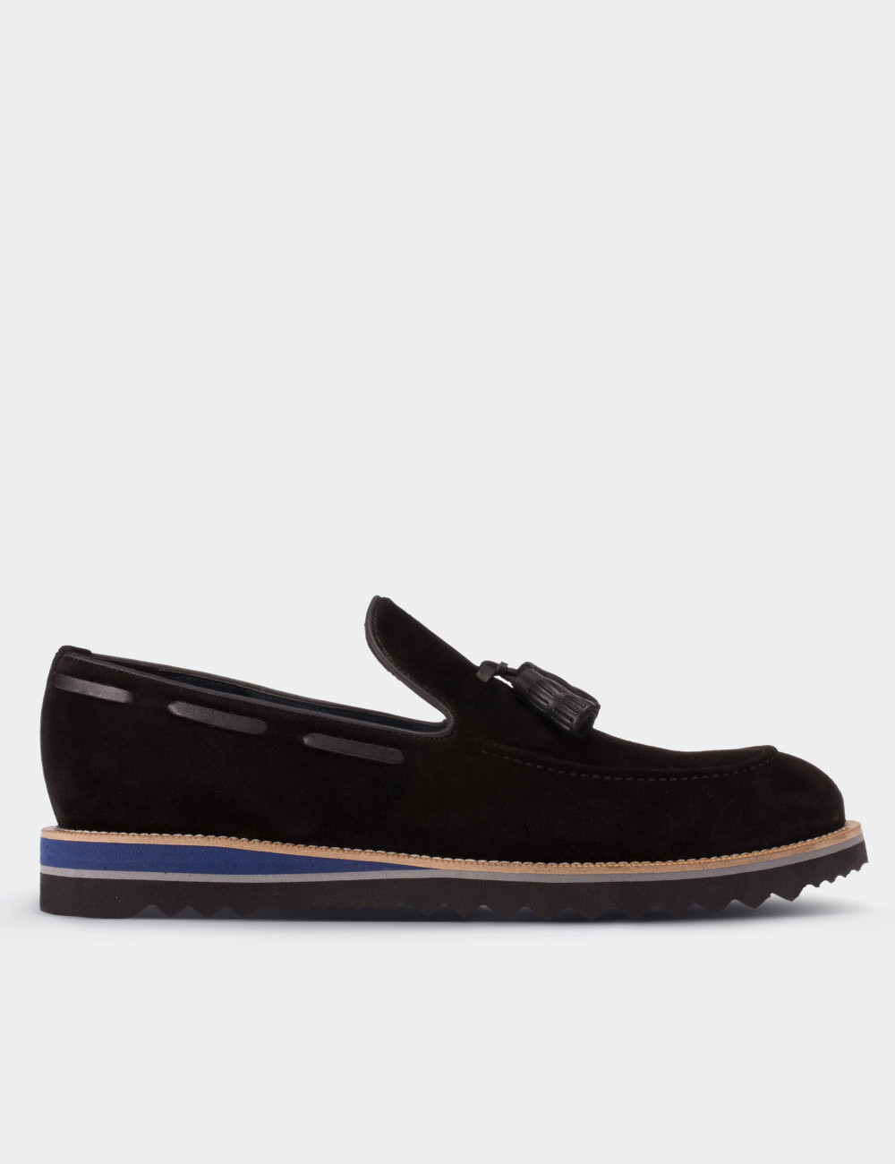 Black Suede Leather Loafers & Moccasins Shoes - 01319MSYHE01