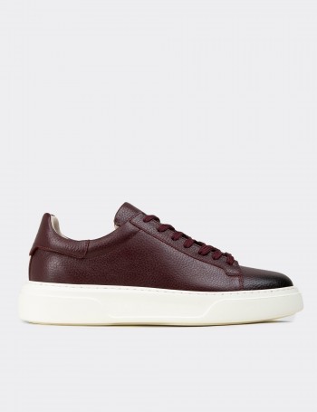 Men's Burgundy Leather Sneakers