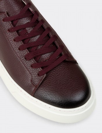 Men's Burgundy Leather Sneakers