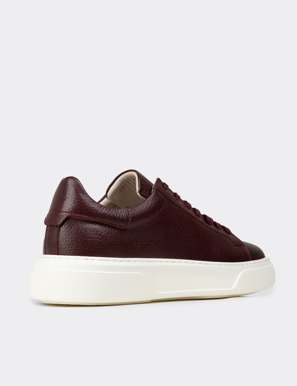 Men's Burgundy Leather Sneakers - 04651MBRDE01