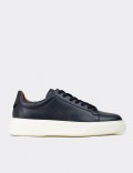 Men's Navy Leather Sneakers