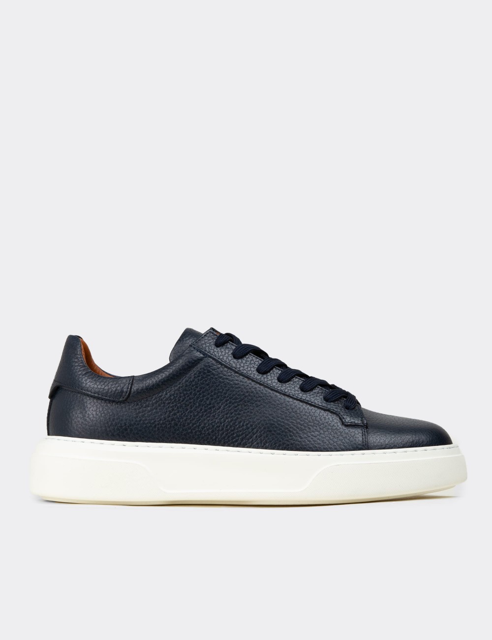 Men's Navy Leather Sneakers - 04651MLCVE01
