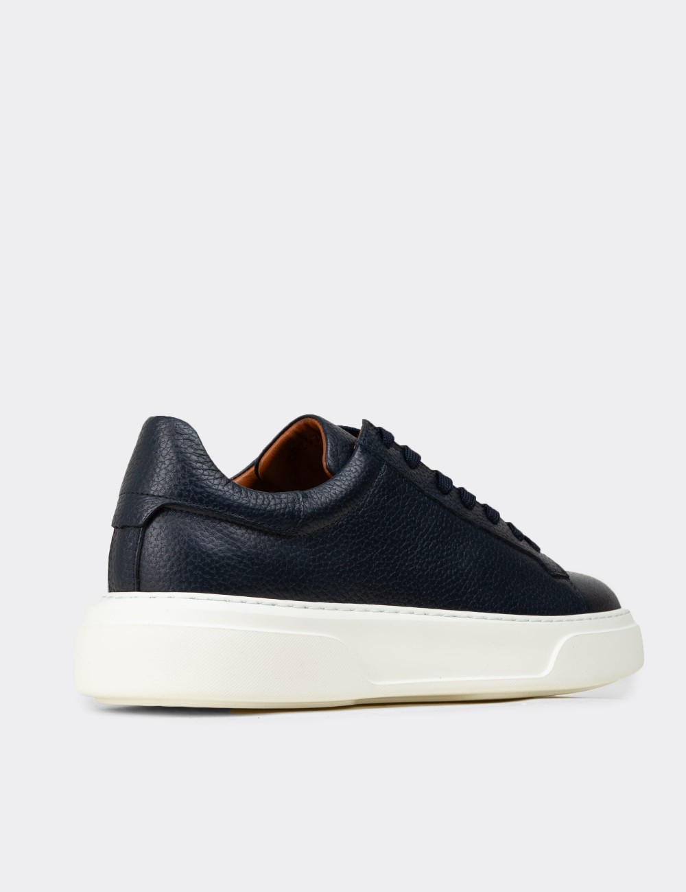 Men's Navy Leather Sneakers - 04651MLCVE01