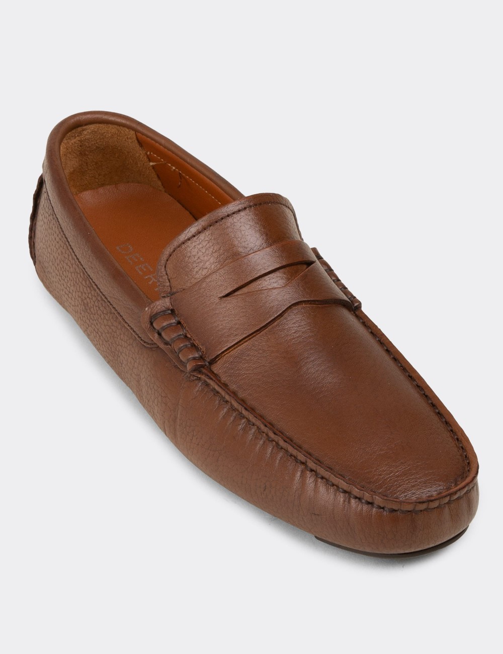 Men's Tan Leather Driving Loafers - E0920MTBAC02
