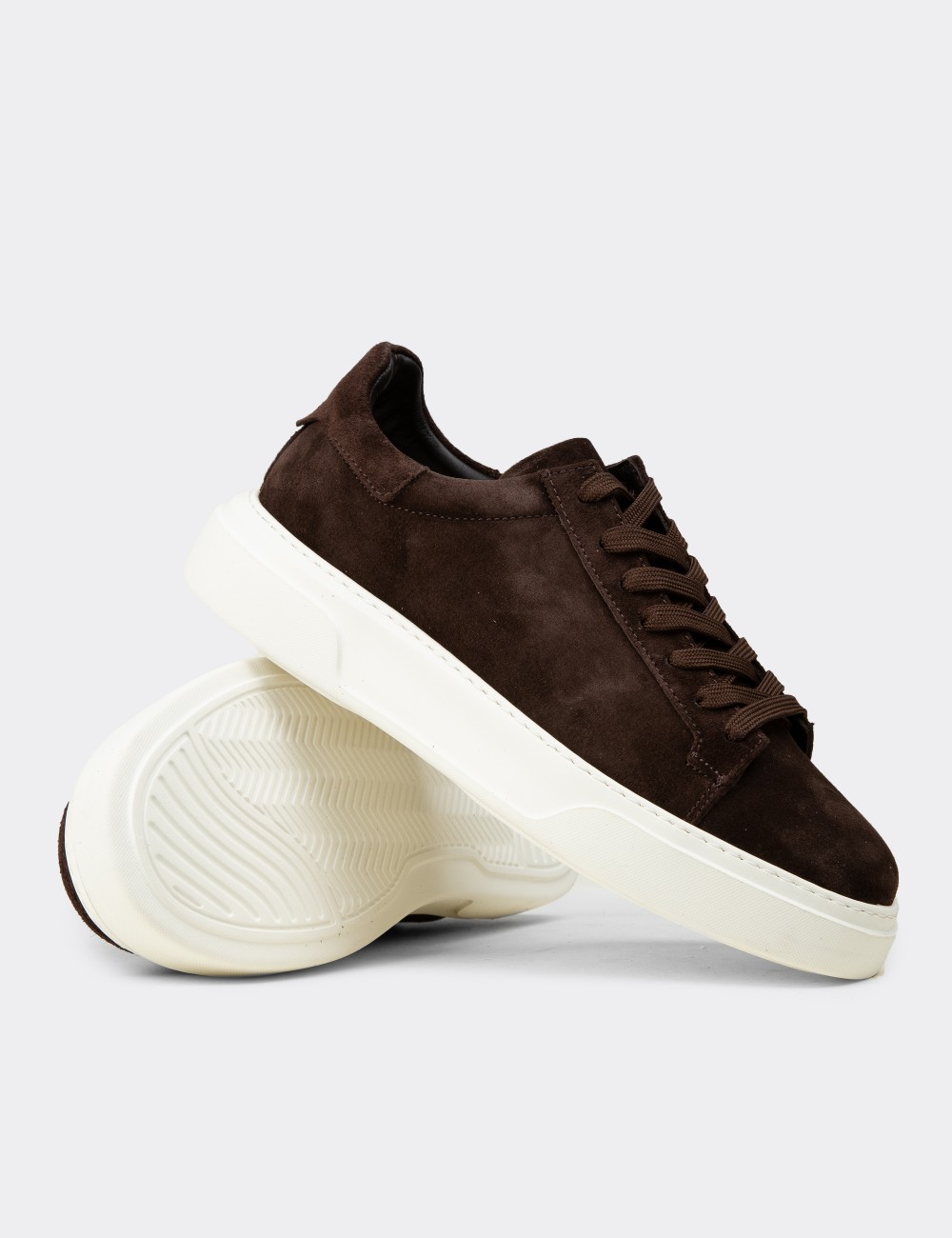 Men's Brown Leather Sneakers - 04651MKHVE02