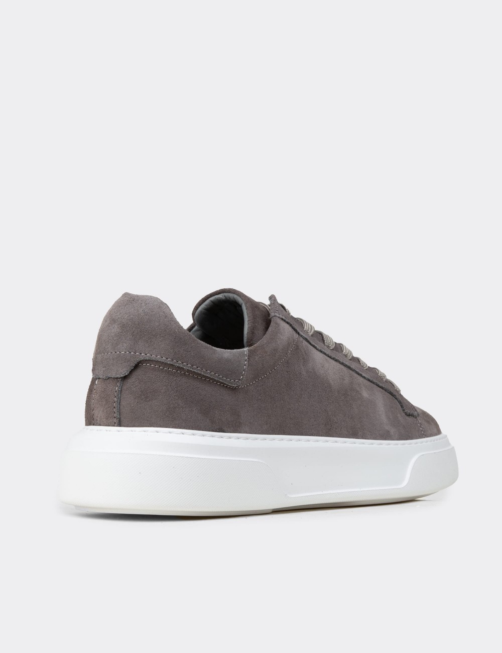 Men's Gray Leather Sneakers - 04651MGRIE01