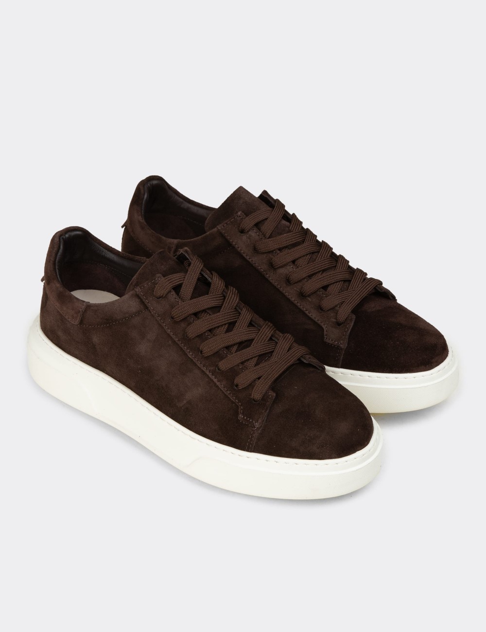 Men's Brown Leather Sneakers - 04651MKHVE02