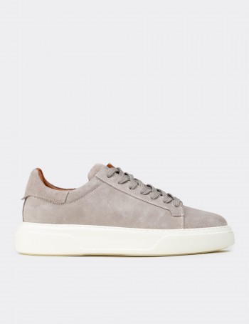 Men's Gray Leather Sneakers