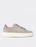 Men's Gray Leather Sneakers