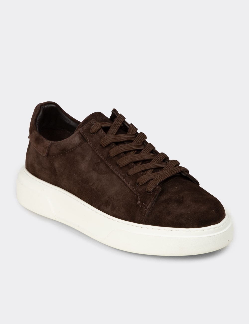 Men's Brown Leather Sneakers - 04651MKHVE02