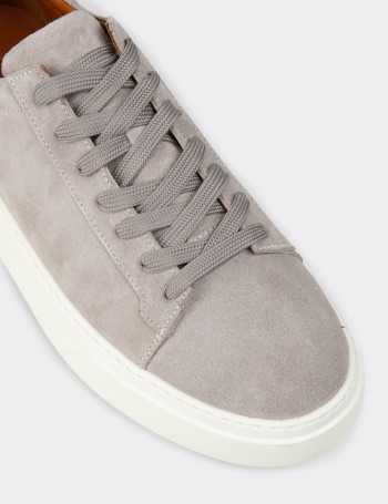 Men's Gray Leather Sneakers