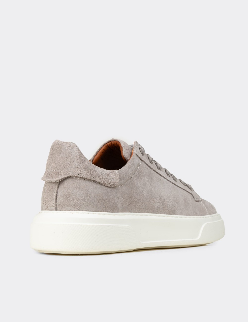 Men's Gray Leather Sneakers - 04651MGRIE02