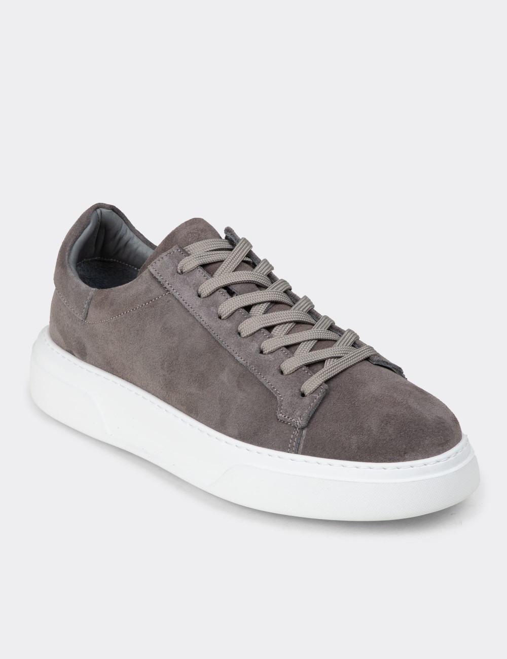 Men's Gray Leather Sneakers - 04651MGRIE01
