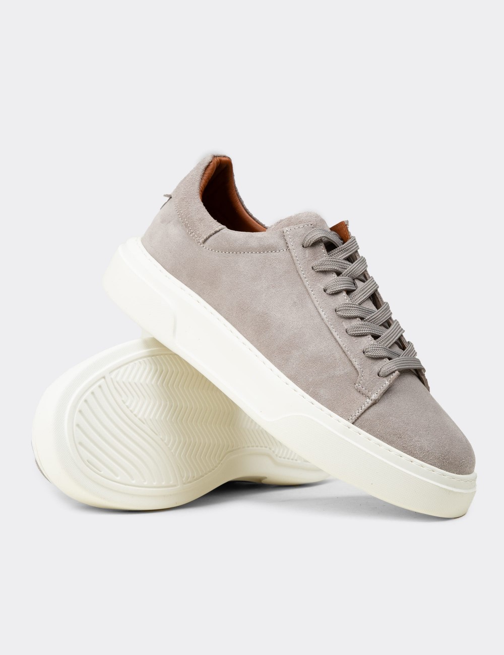Men's Gray Leather Sneakers - 04651MGRIE02