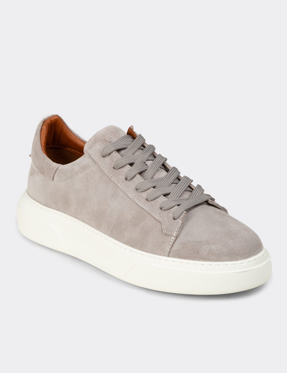 Men's Gray Leather Sneakers - 04651MGRIE02