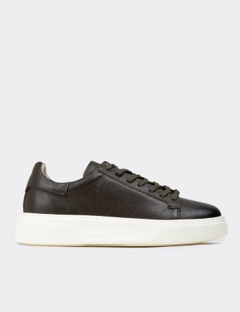 Men's Khaki Leather Sneakers