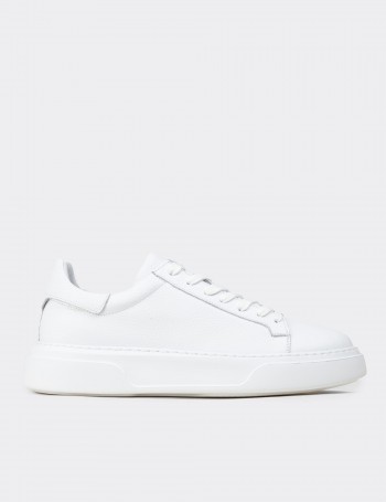Men's White Leather Sneakers
