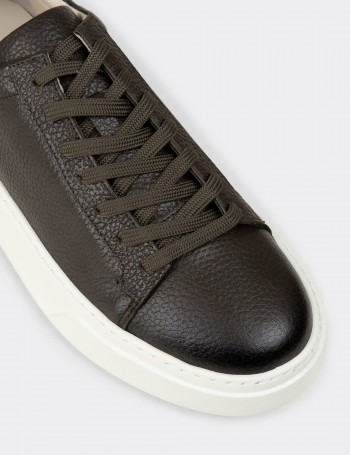 Men's Khaki Leather Sneakers