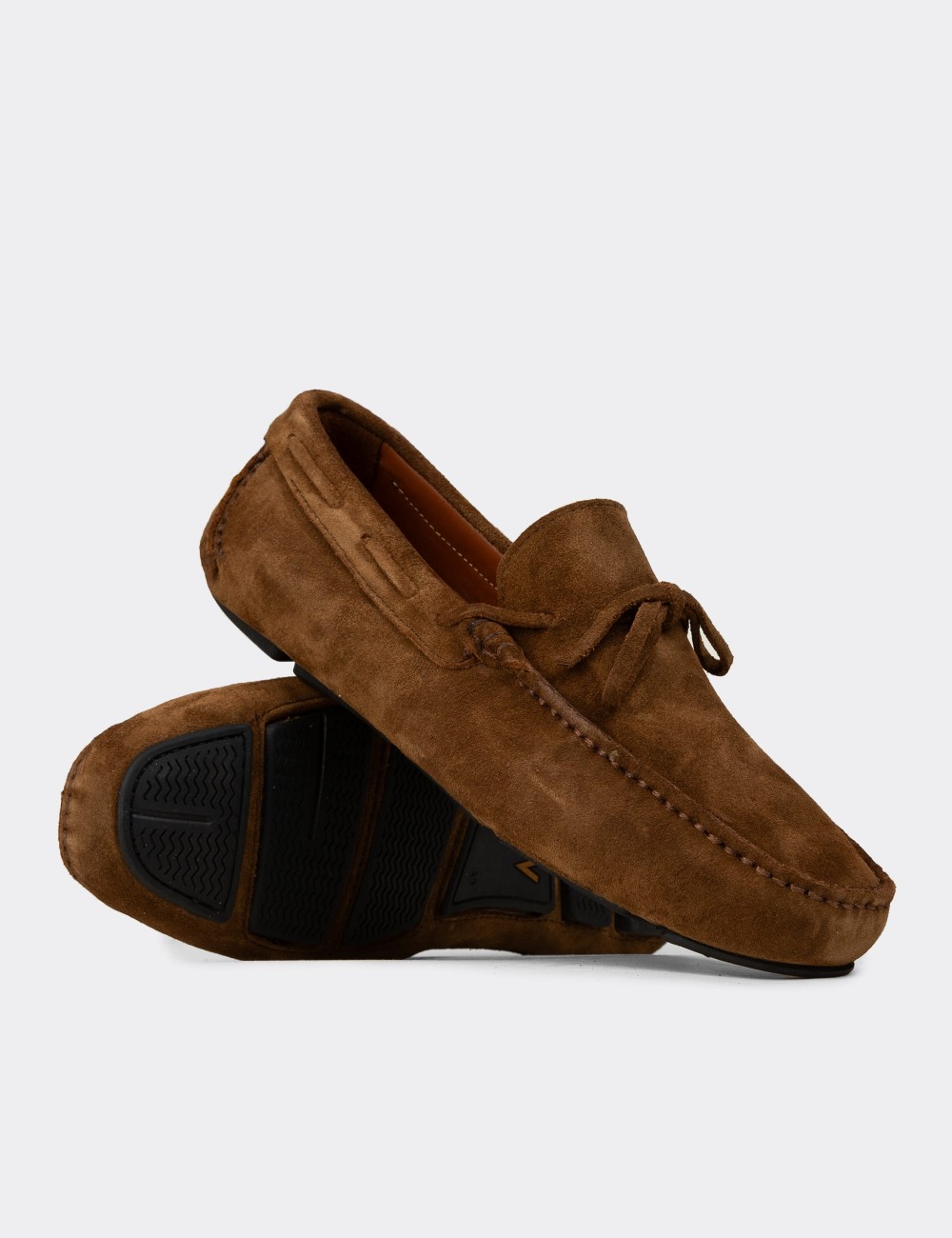 Men's Tan Suede Leather Driving Moccasins - E0919MTBAC01