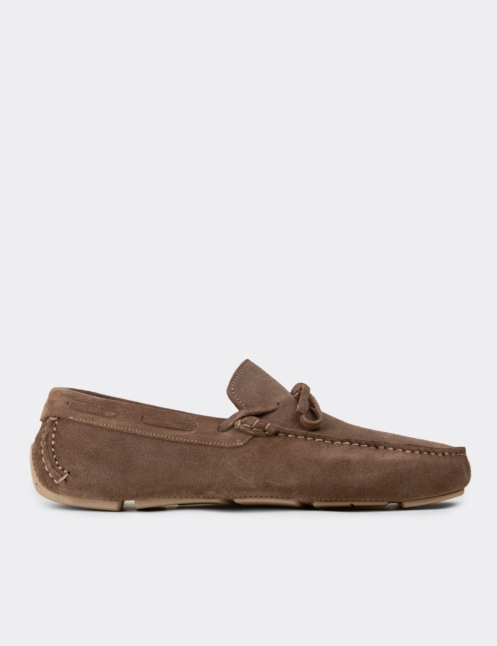 Men's Beige Suede Leather Driving Moccasins - E0919MBEJC01