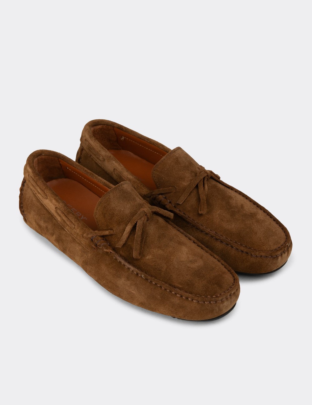Men's Tan Suede Leather Driving Moccasins - E0919MTBAC01