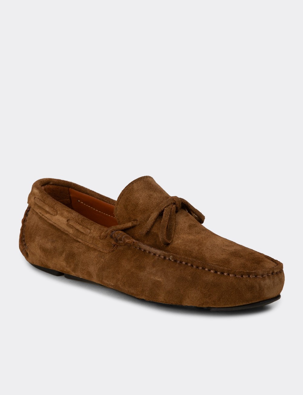 Men's Tan Suede Leather Driving Moccasins - E0919MTBAC01