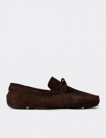 Men's Brown Suede Leather Driving Moccasins
