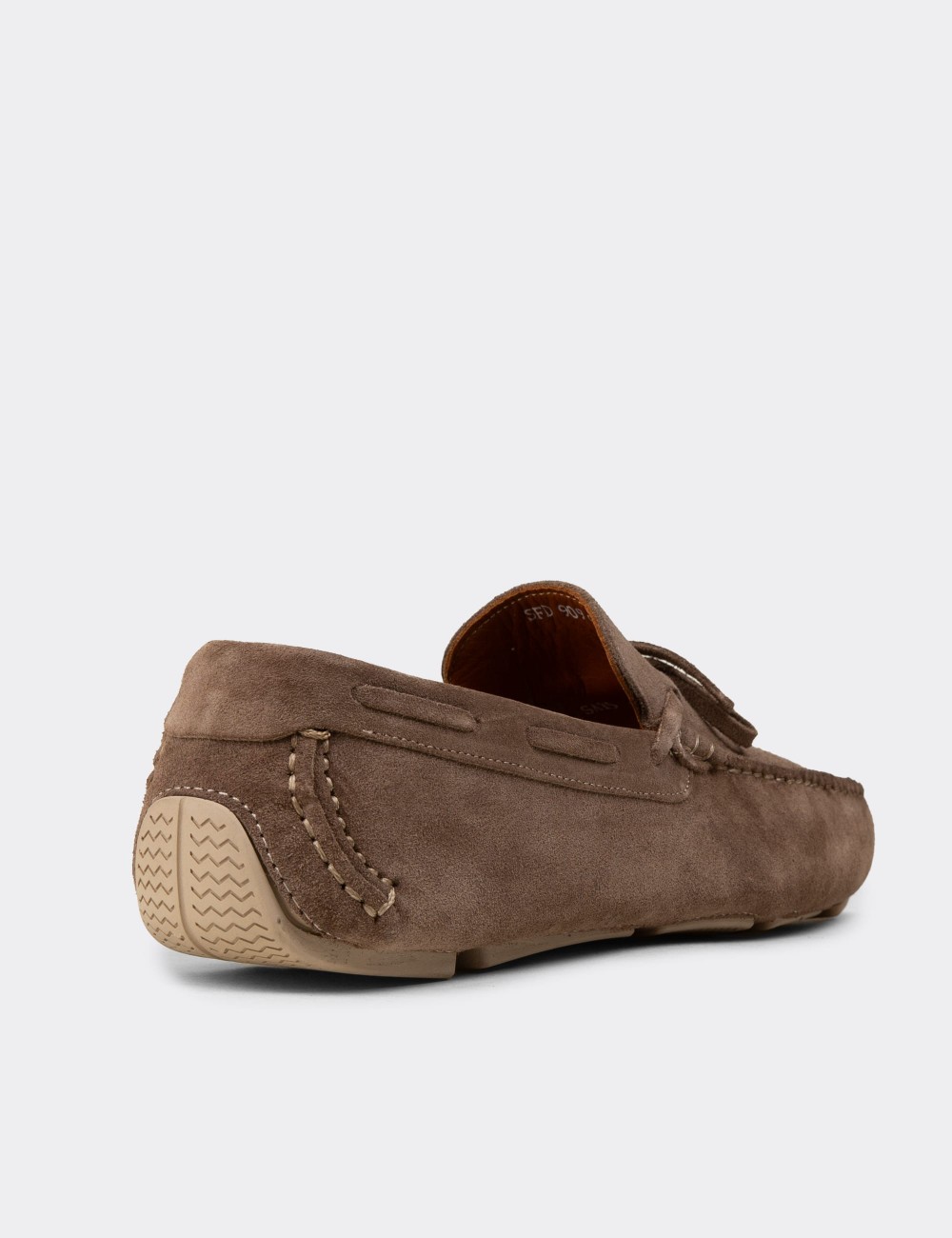 Men's Beige Suede Leather Driving Moccasins - E0919MBEJC01