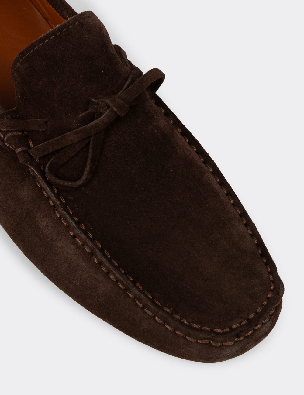Men's Brown Suede Leather Driving Moccasins - E0919MKHVC01