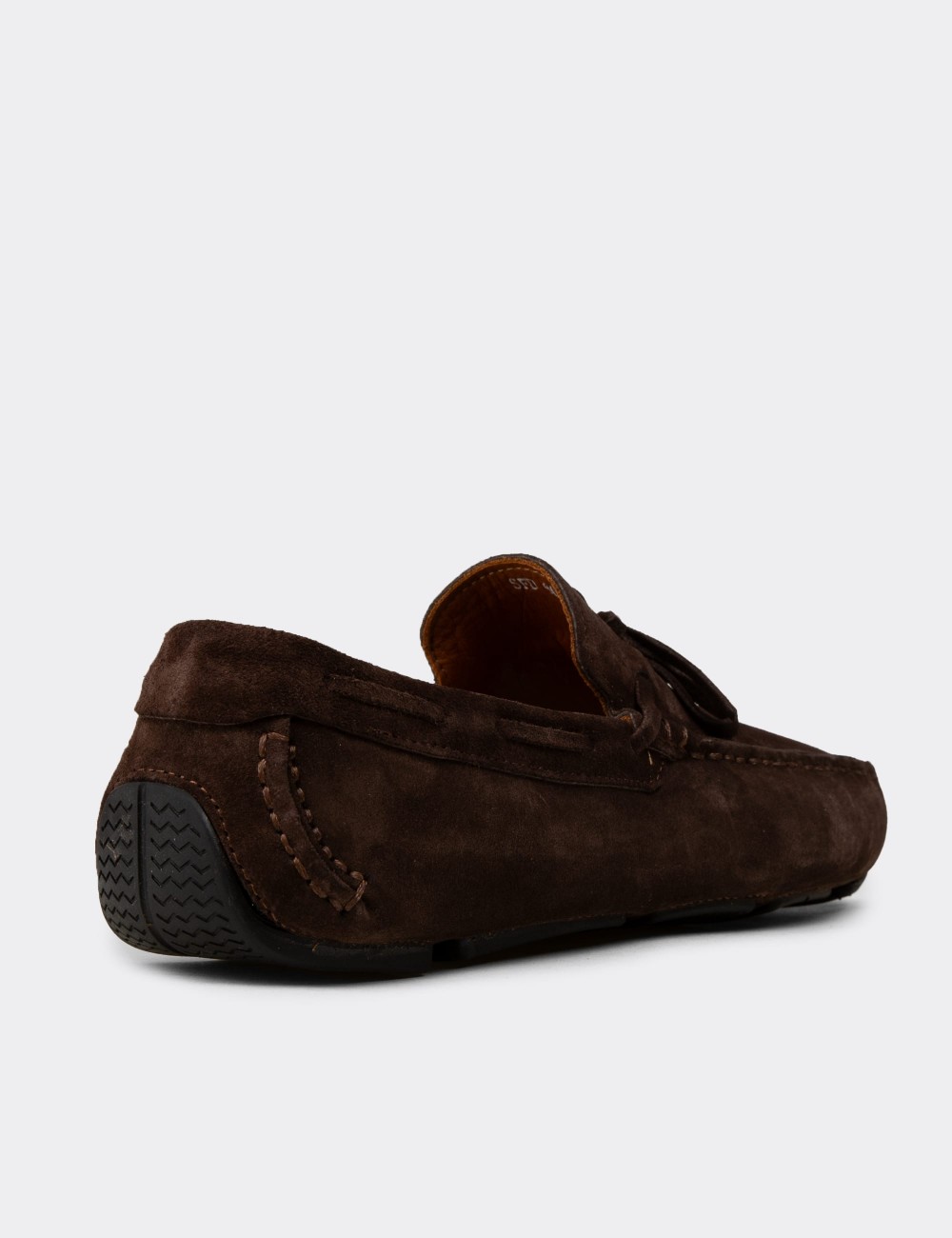 Men's Brown Suede Leather Driving Moccasins - E0919MKHVC01