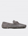 Men's Gray Suede Leather Driving Moccasins