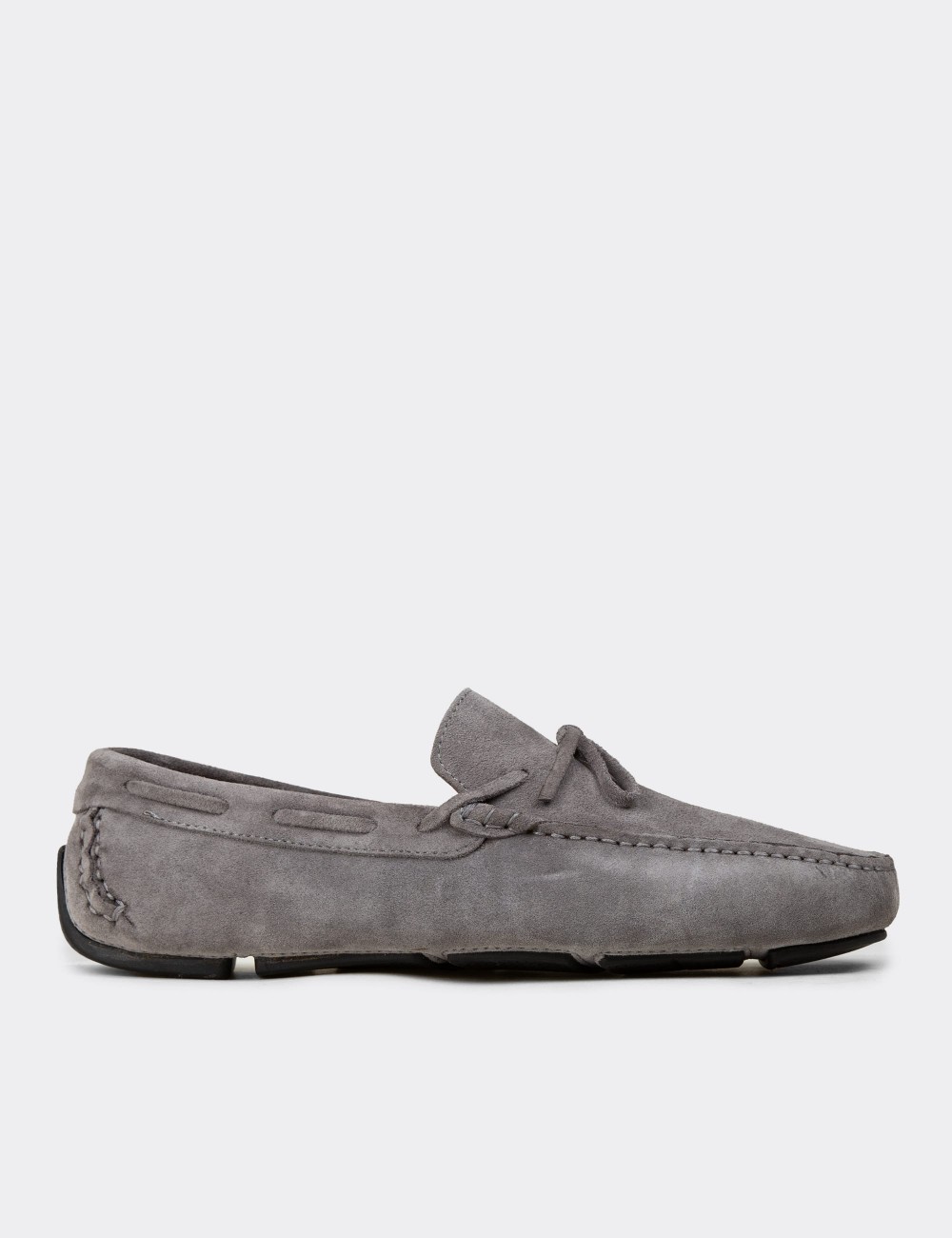 Men's Gray Suede Leather Driving Moccasins - E0919MGRIC01