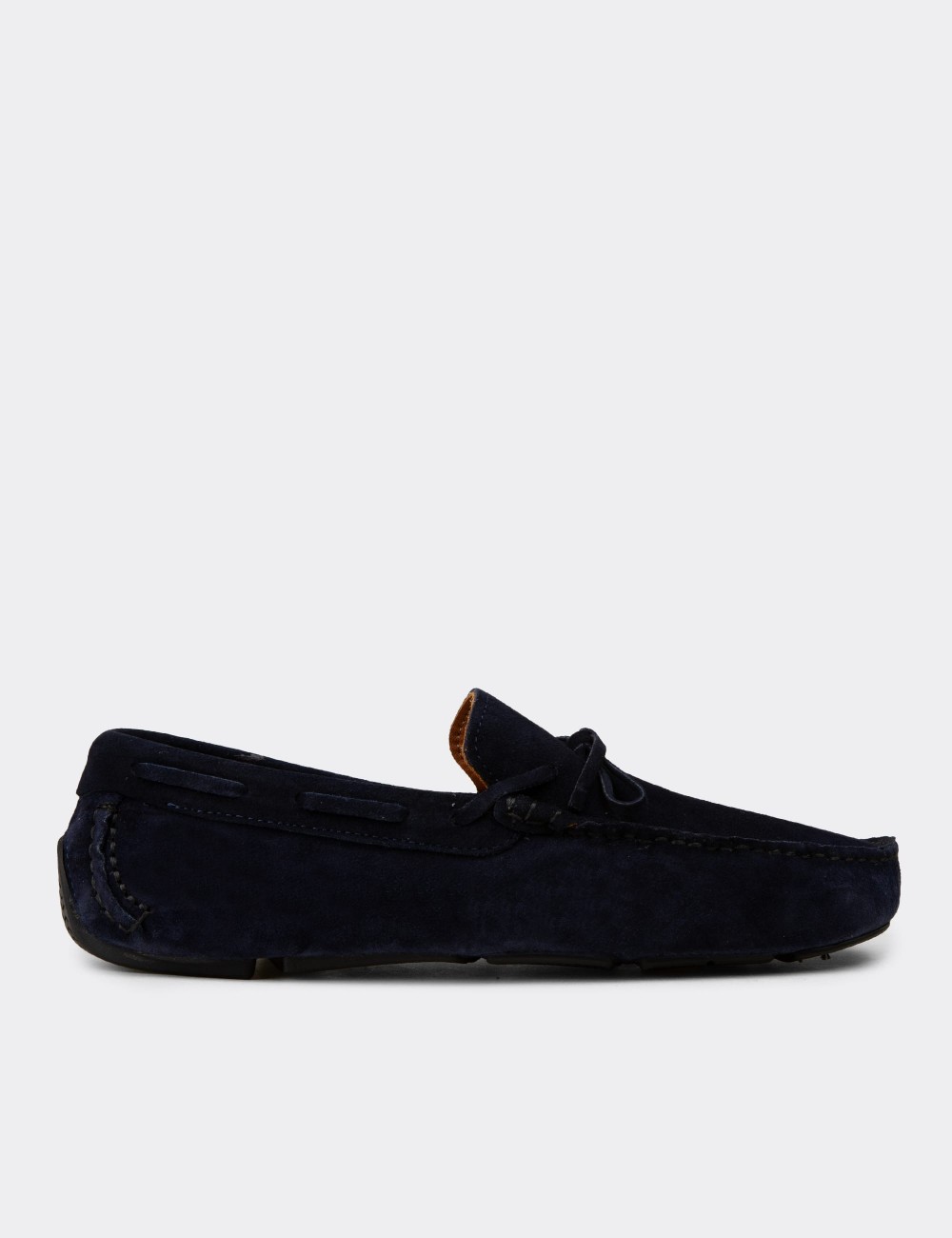 Men's Navy Suede Leather Driving Moccasins - E0919MLCVC01