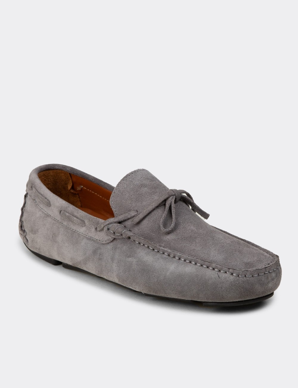 Men's Gray Suede Leather Driving Moccasins - E0919MGRIC01