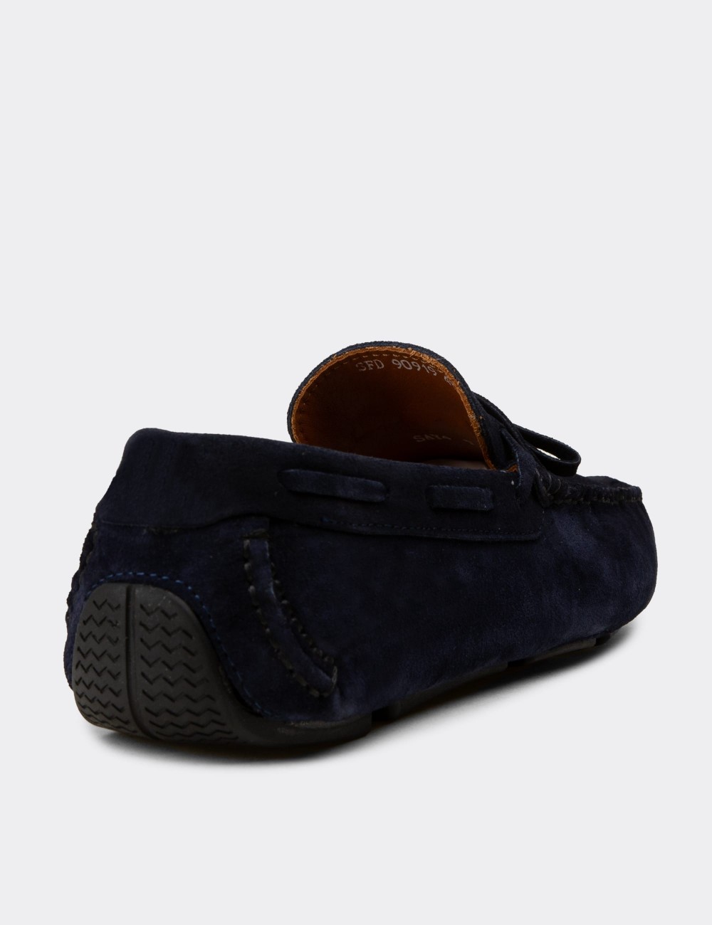 Men's Navy Suede Leather Driving Moccasins - E0919MLCVC01