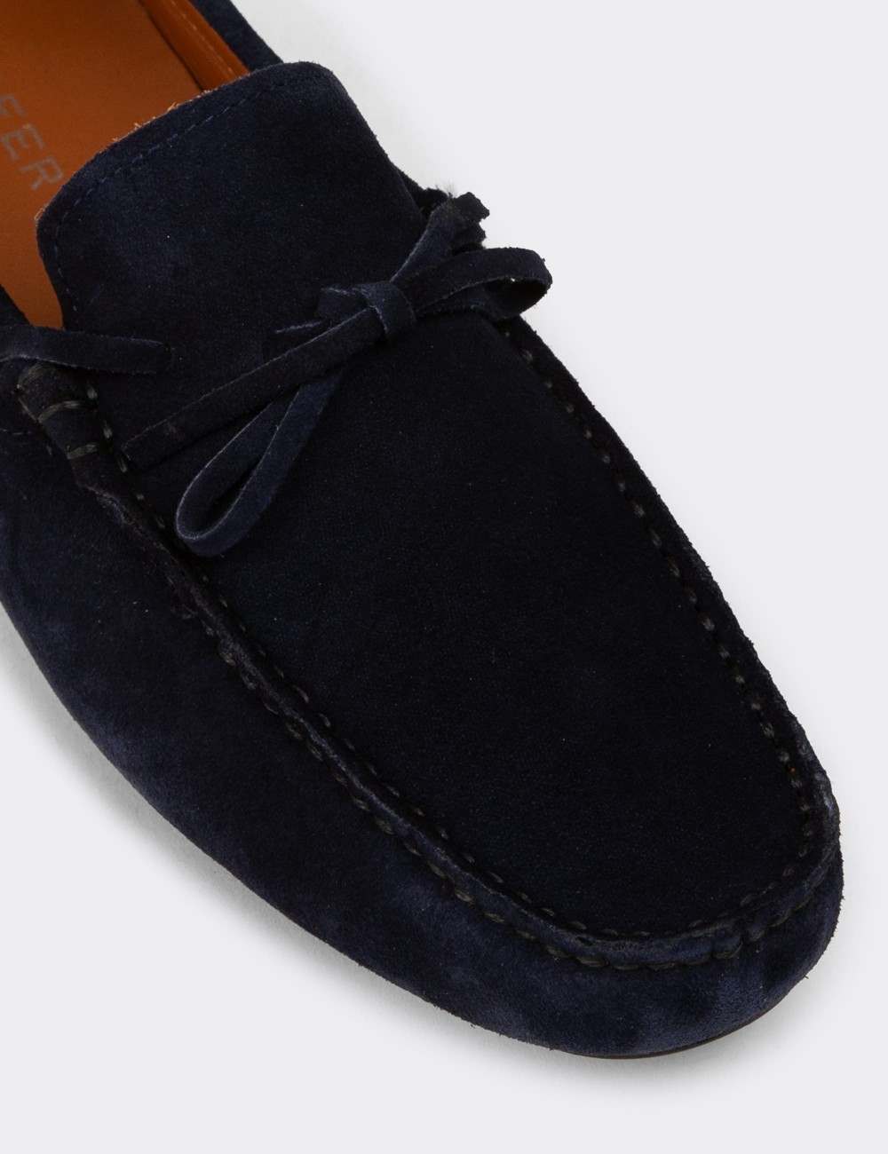 Men's Navy Suede Leather Driving Moccasins - E0919MLCVC01
