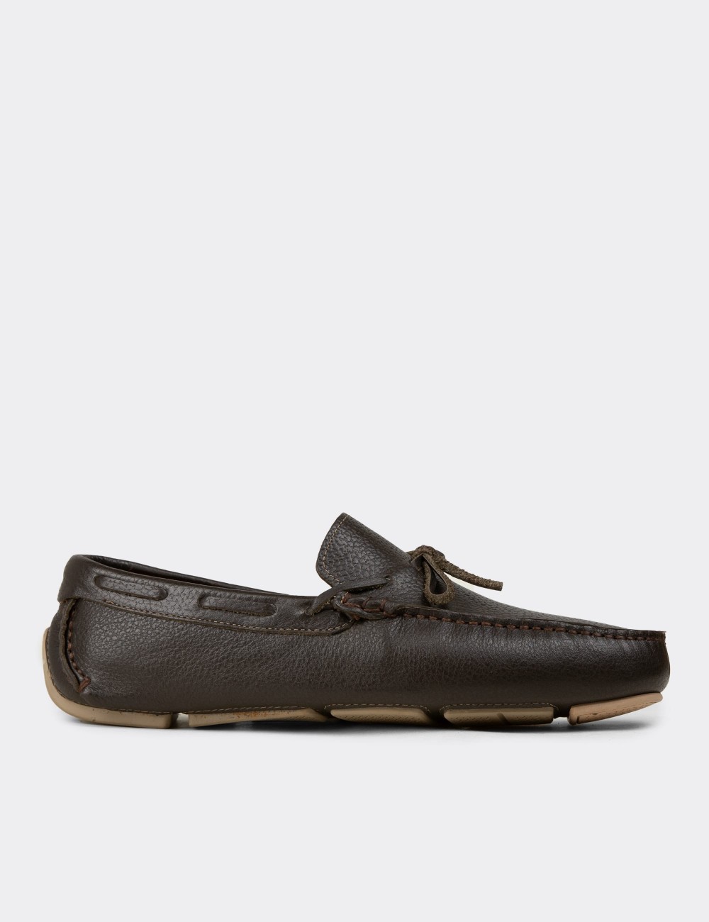 Men's Khaki Leather Driving Moccasins - E0919MHAKC01