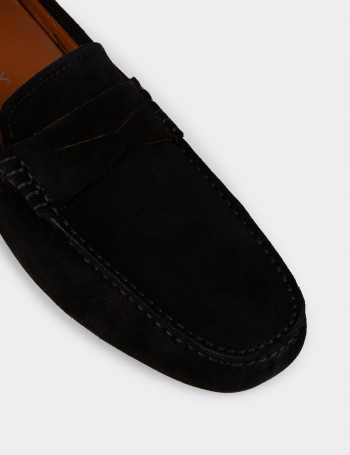 Men's Black Suede Leather Penny Loafer
