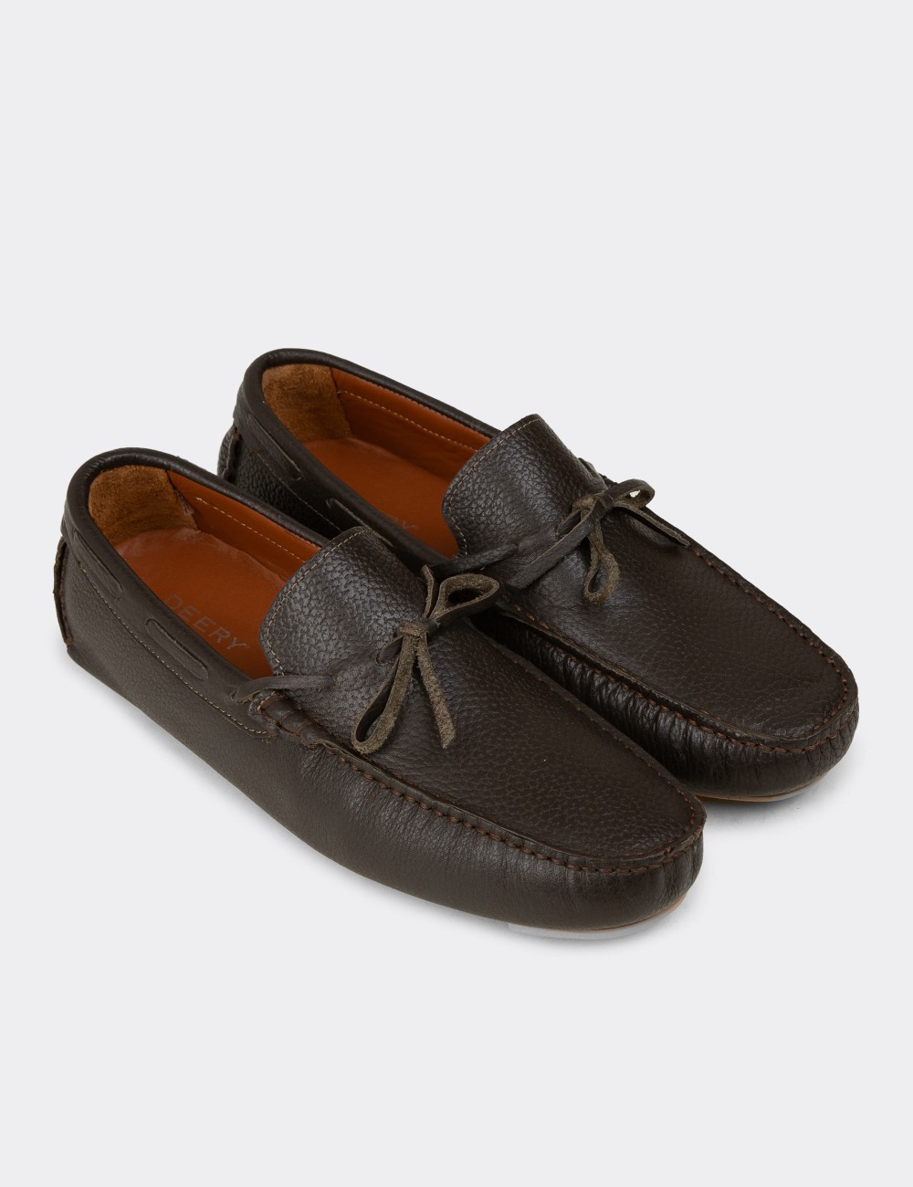 Men's Khaki Leather Driving Moccasins - E0919MHAKC01