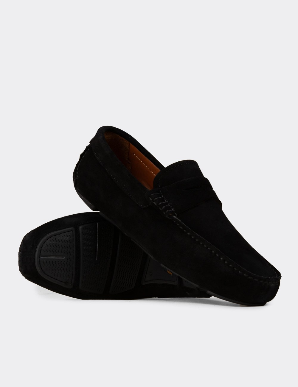 Men's Black Suede Leather Penny Loafer - E0920MSYHC02
