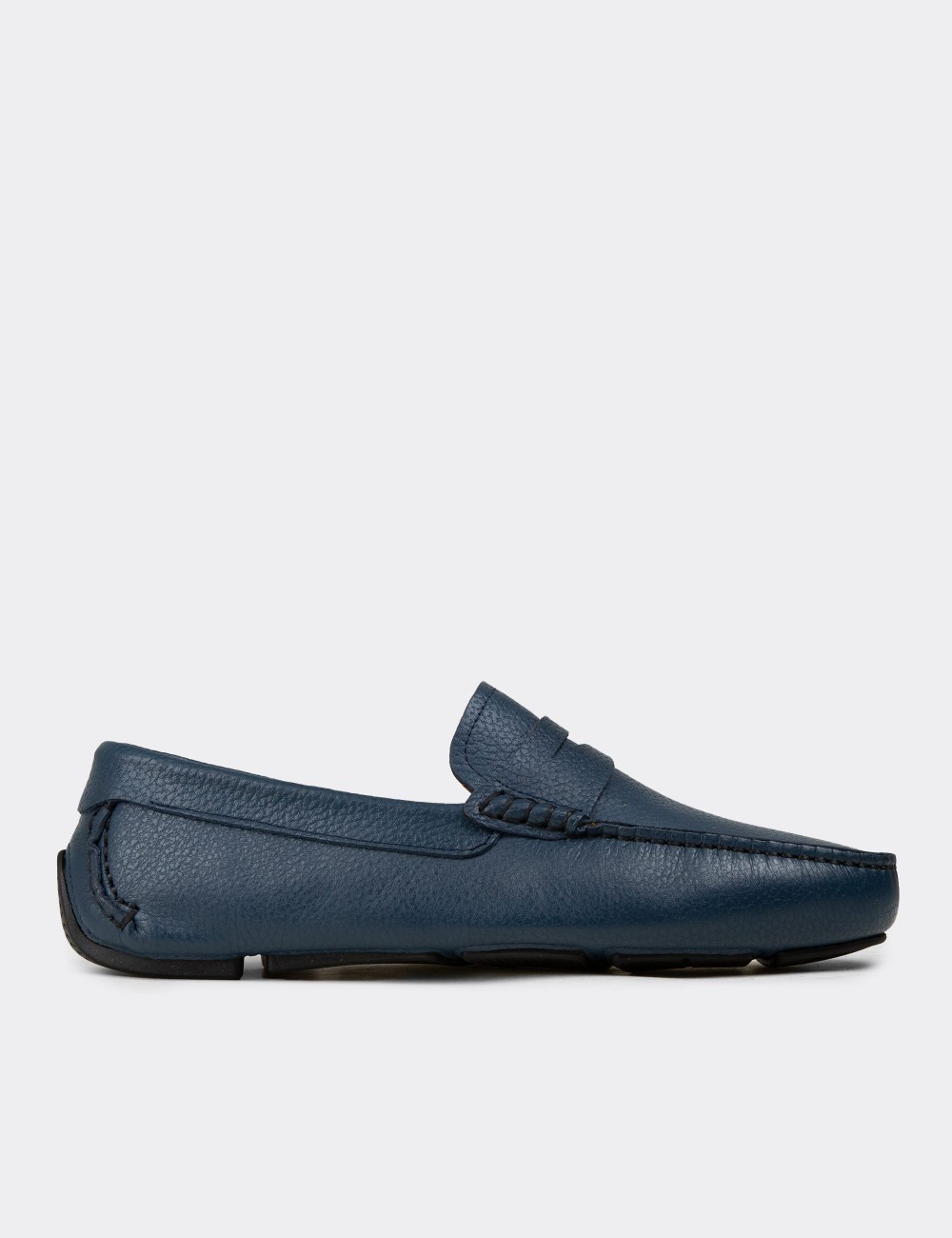 Men's Blue Leather Penny Loafers - E0920MMVIC01