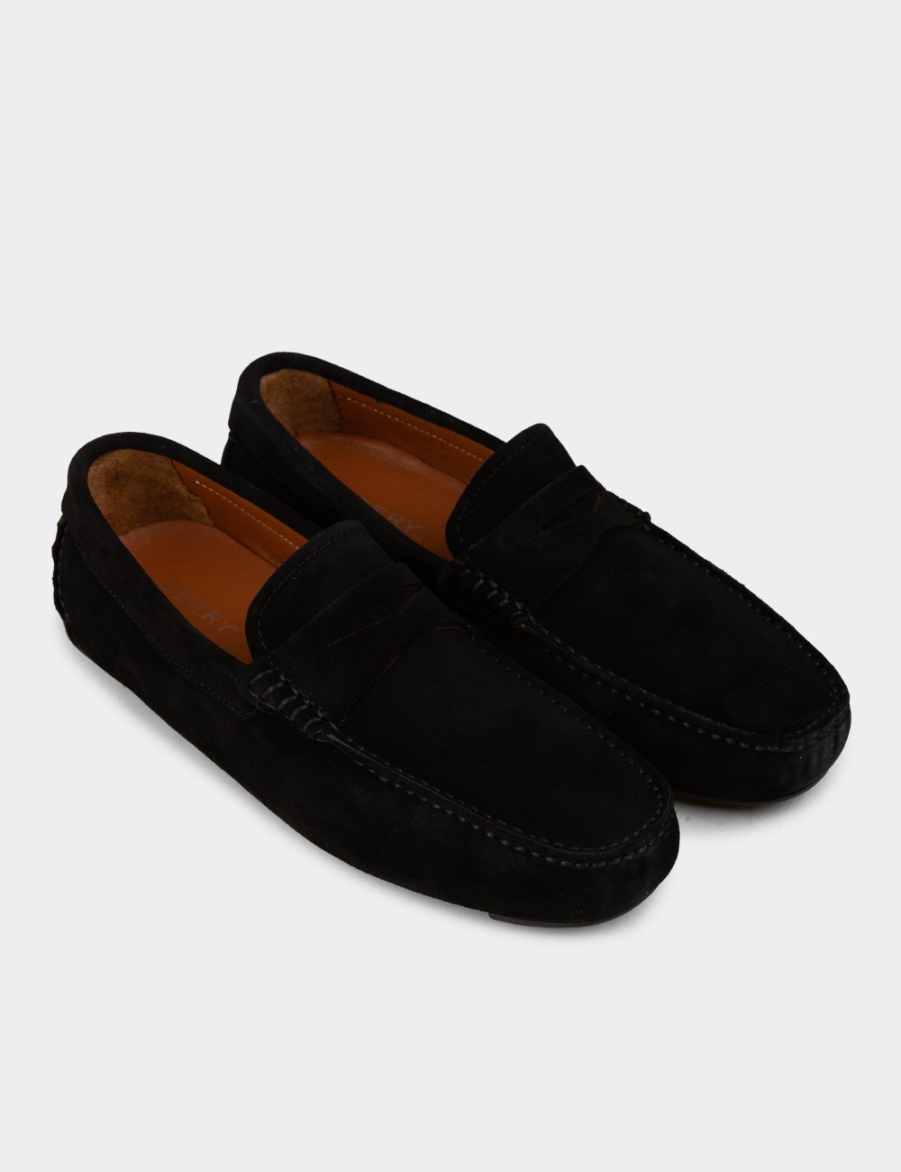 Men's Black Suede Leather Penny Loafer - E0920MSYHC02