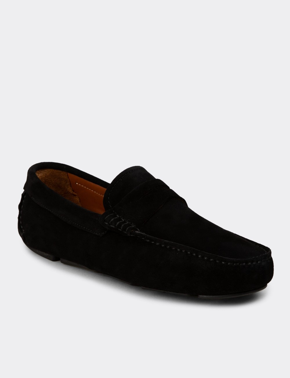 Men's Black Suede Leather Penny Loafer - E0920MSYHC02