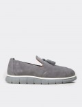 Men's Gray Suede Leather Tassel Loafers